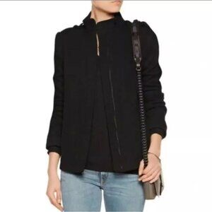Vince Moto Inspired Wool Blend Twill Coat - Black - Size 6